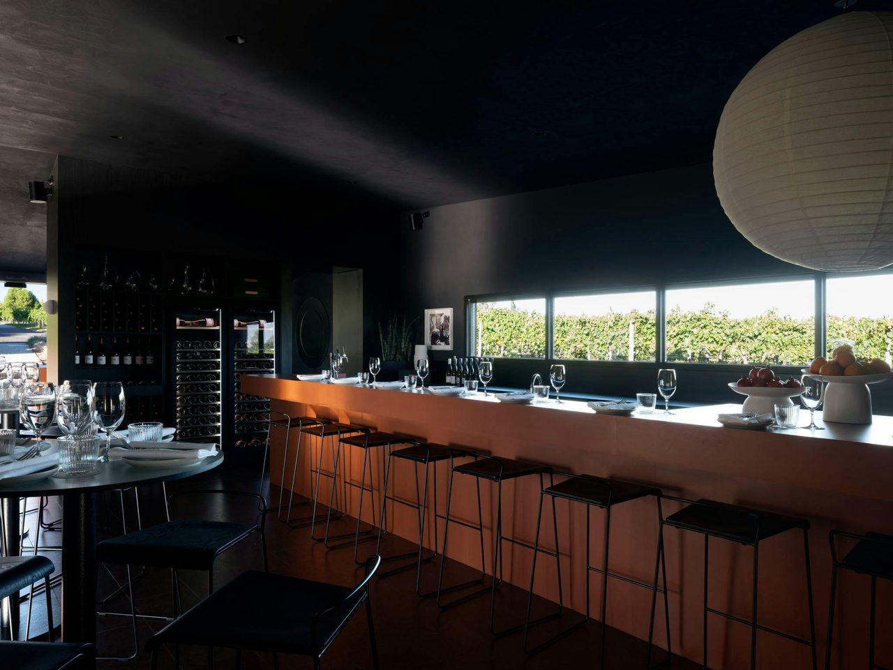 Bar overlooking  the vines