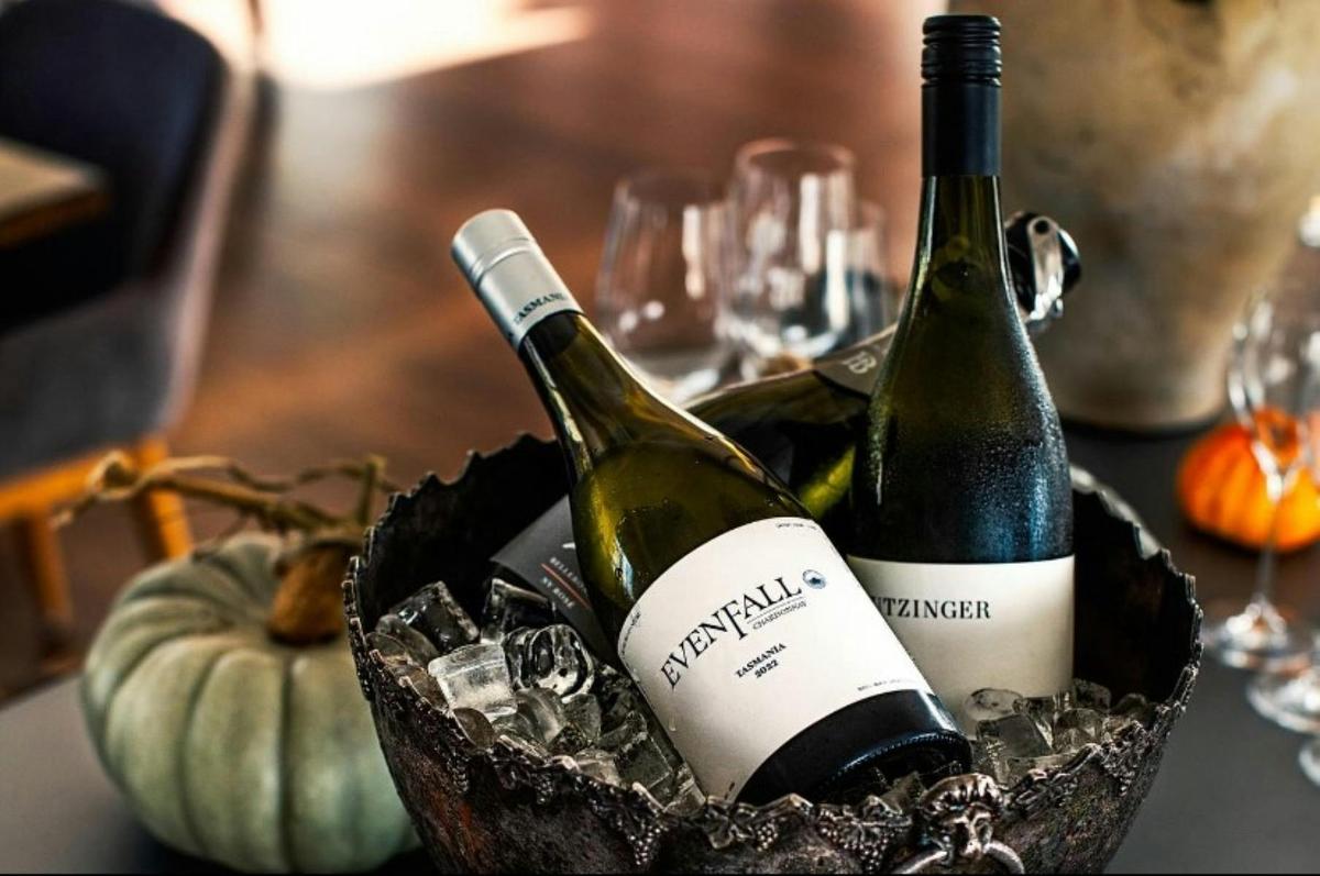 Evenfall Restaurant Chardonnay on the table