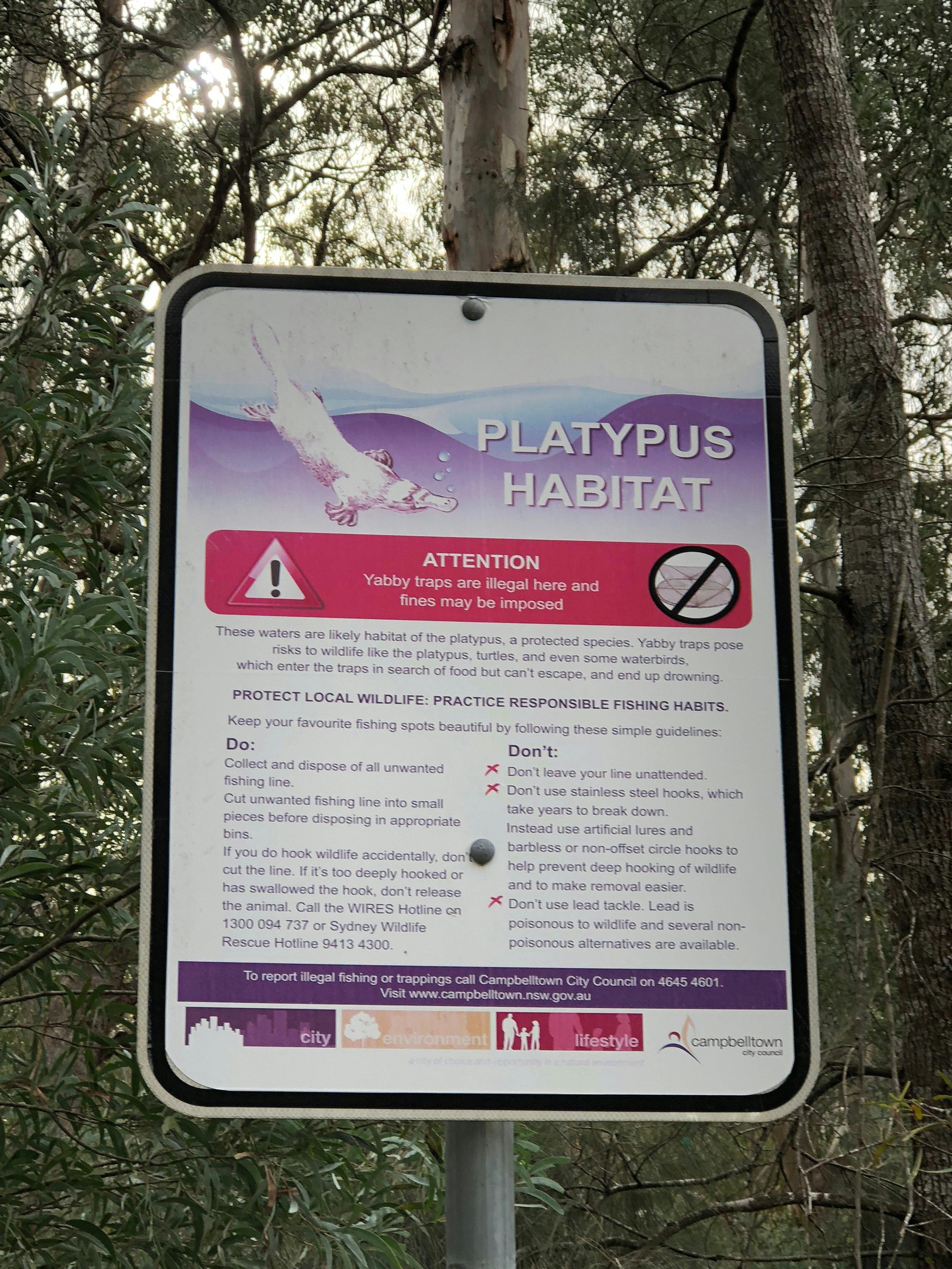 Playtpus habitat sign