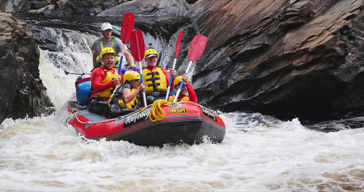 White water rafting down the Corkscrew rapid