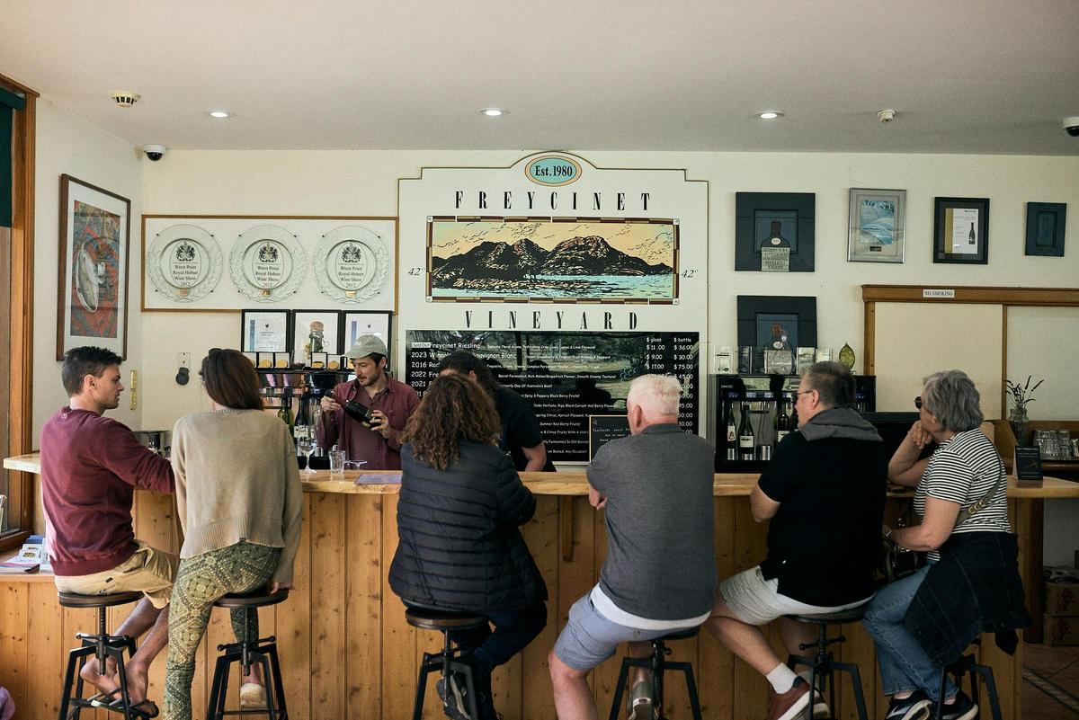 Wine tasting at Freycinet Vineyard