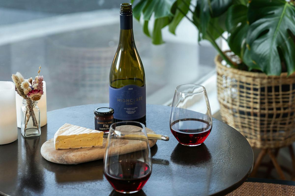 Highclare Estate Pinot Noir and cheese platter