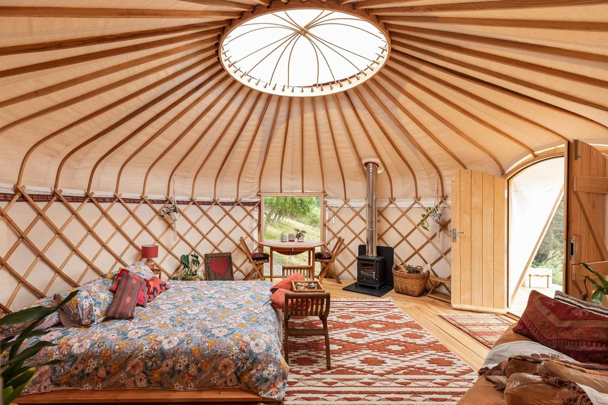 Inside the yurt