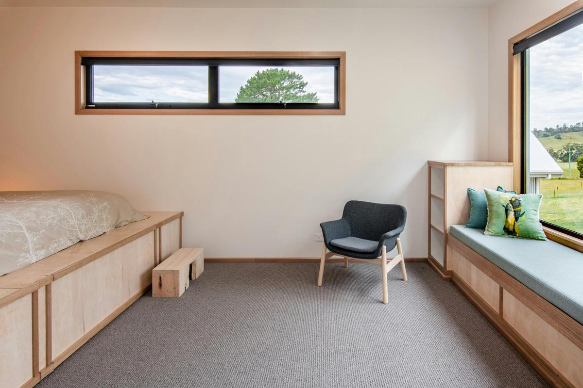 Cabins feature a stylish studion space with views from the bed