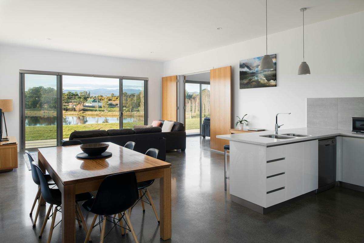 Large, kitchen, dining and lounge area