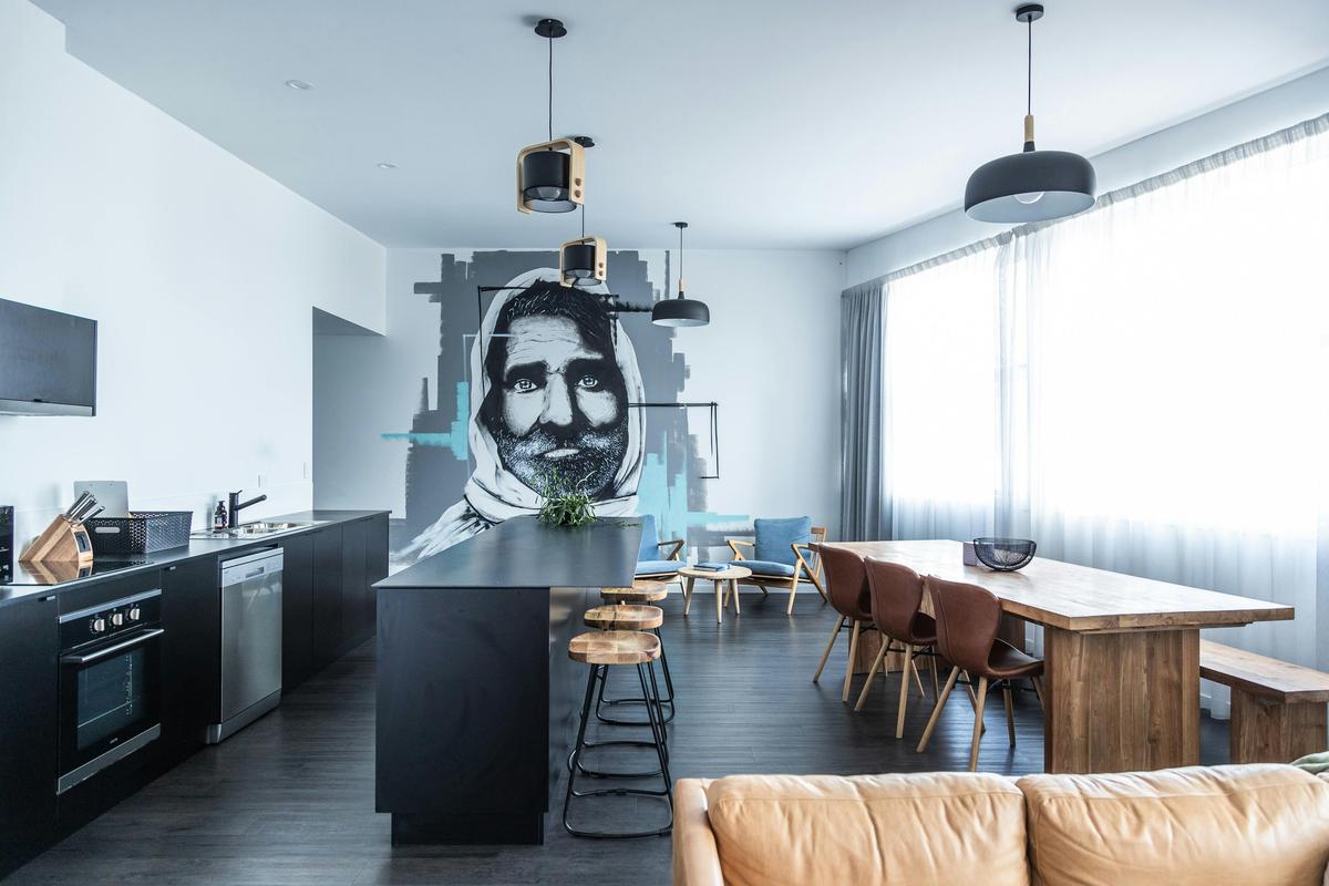 Penthouse Kitchen and Living