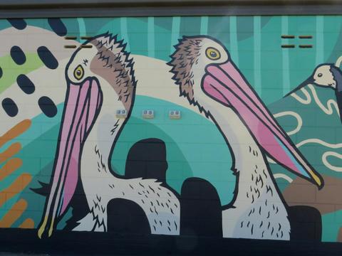 Pretty Painted Pelican Public toilet mural- George Town