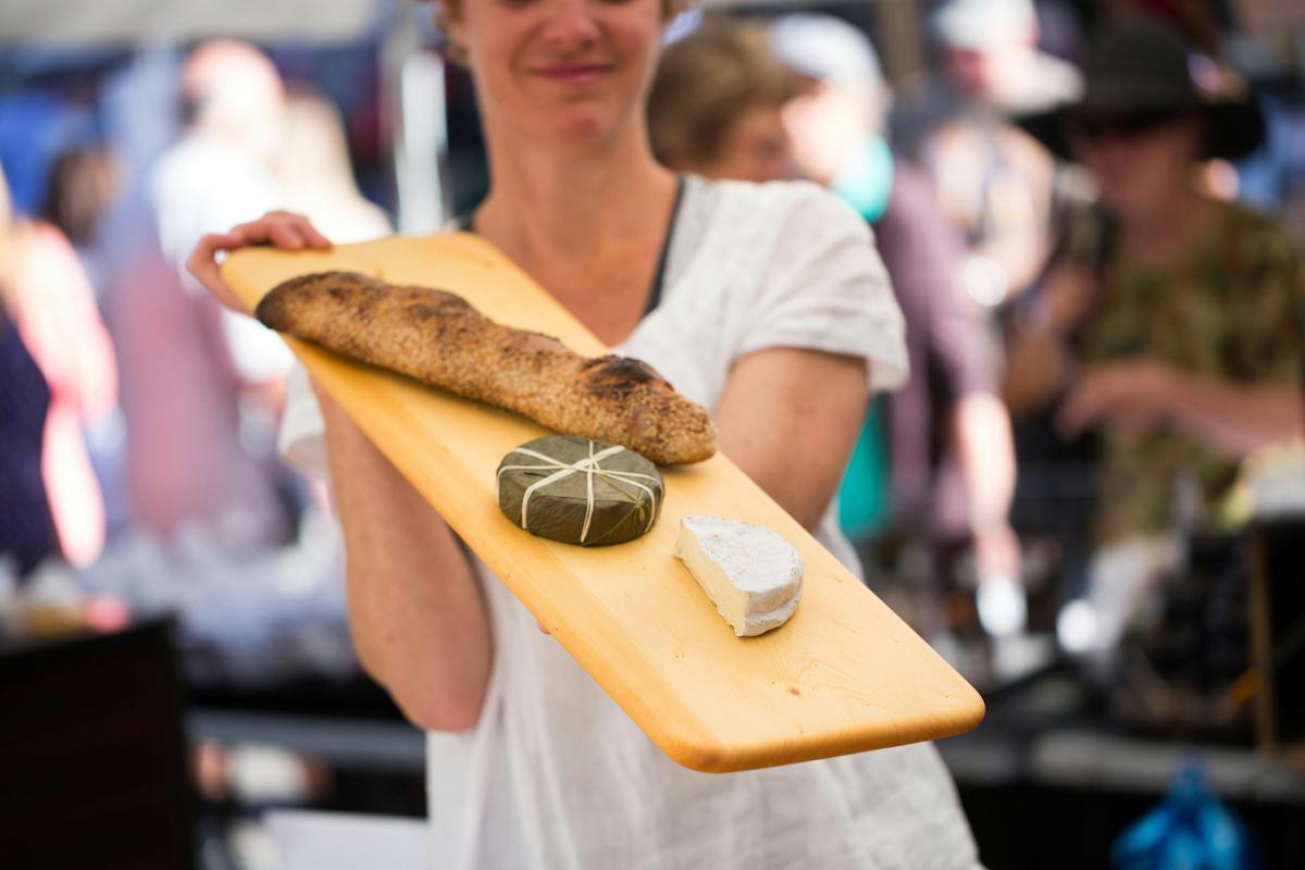 Locally made breads and cheeses
