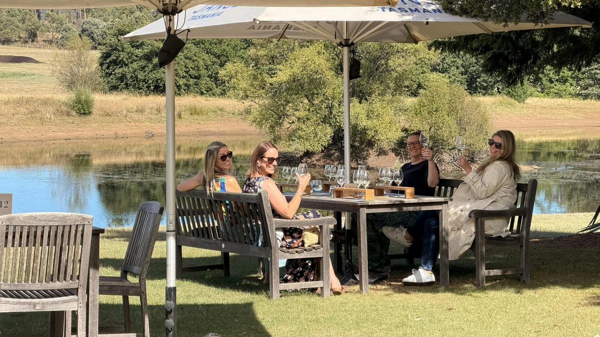 Guests enjoying their sparkling wine tour