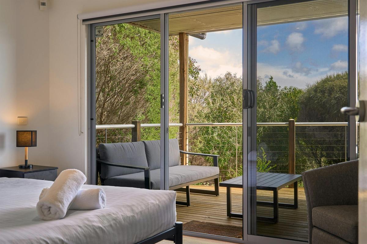 Bedroom with deck view