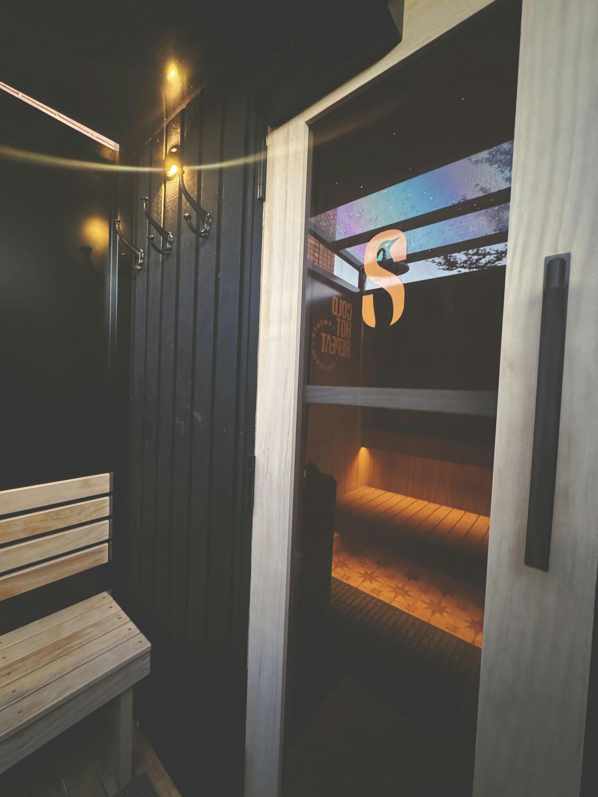 ur signature S door welcoming you into a private sauna.