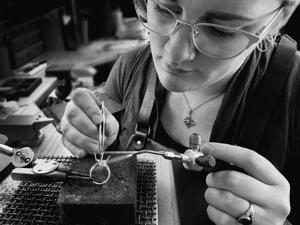 Emily Duggan (Emmire jewellery) crafting one-off jewellery at The Artisan’s Hand