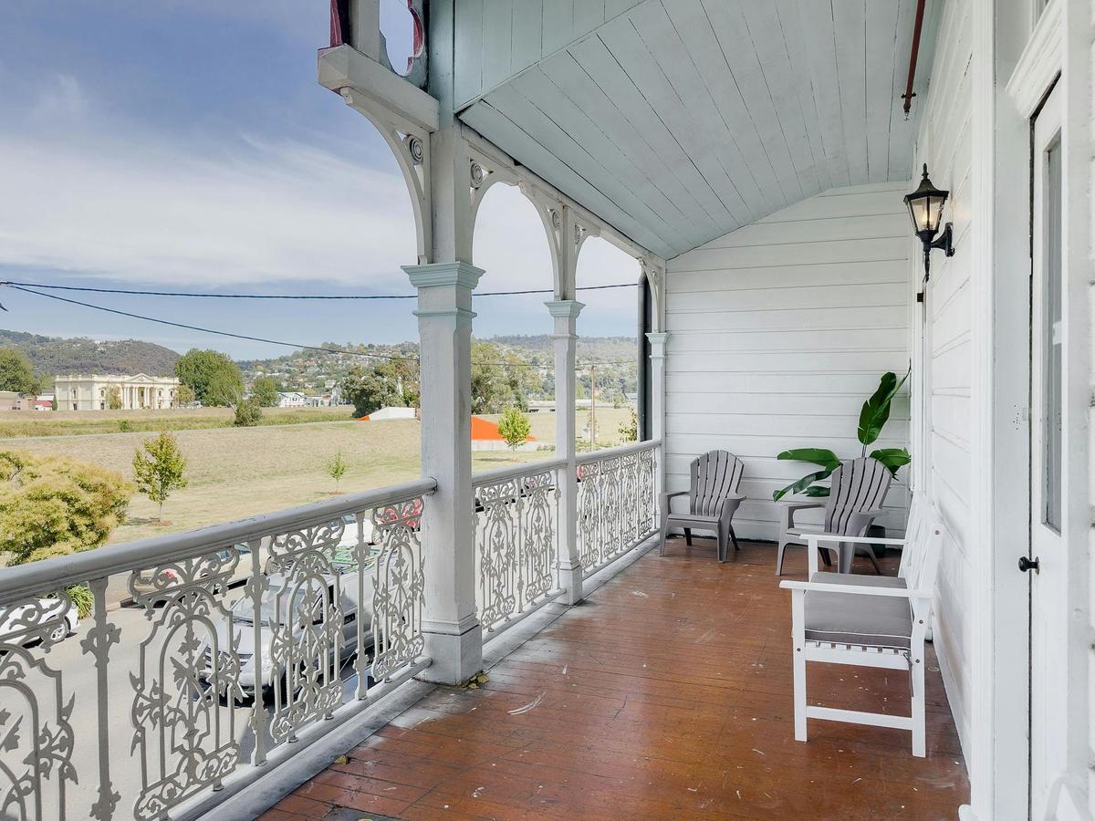 Balcony overlooking the North Esk river and Launceston city