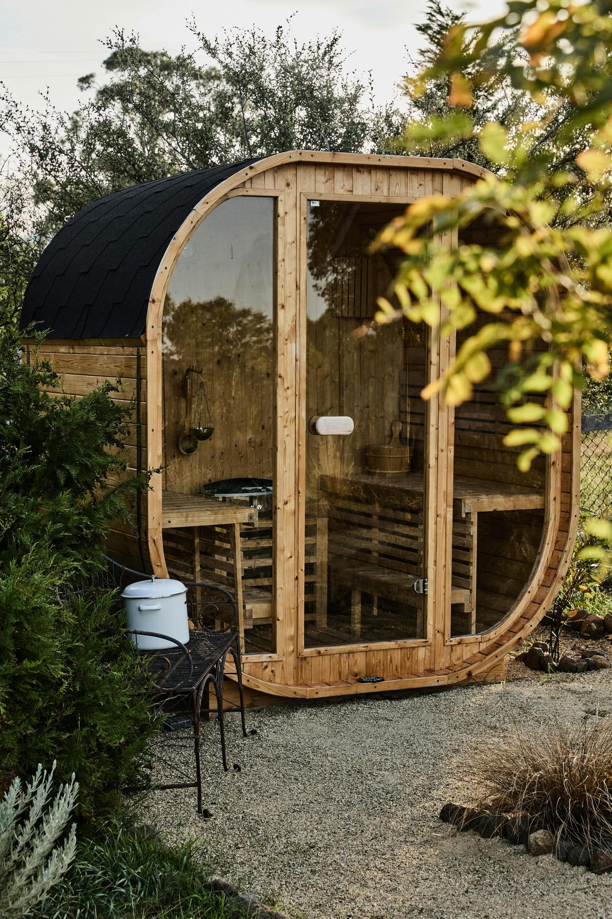 Steam stone sauna traditional Finnish spruce