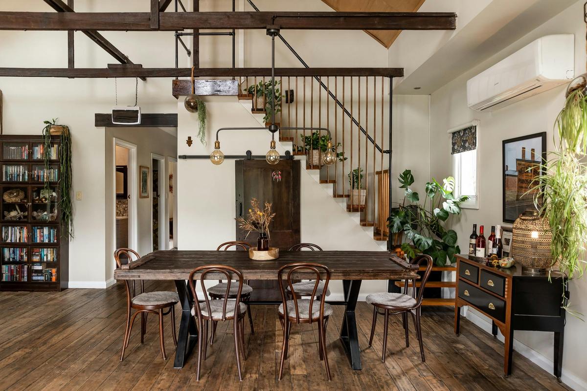 huge barn table in the dining room