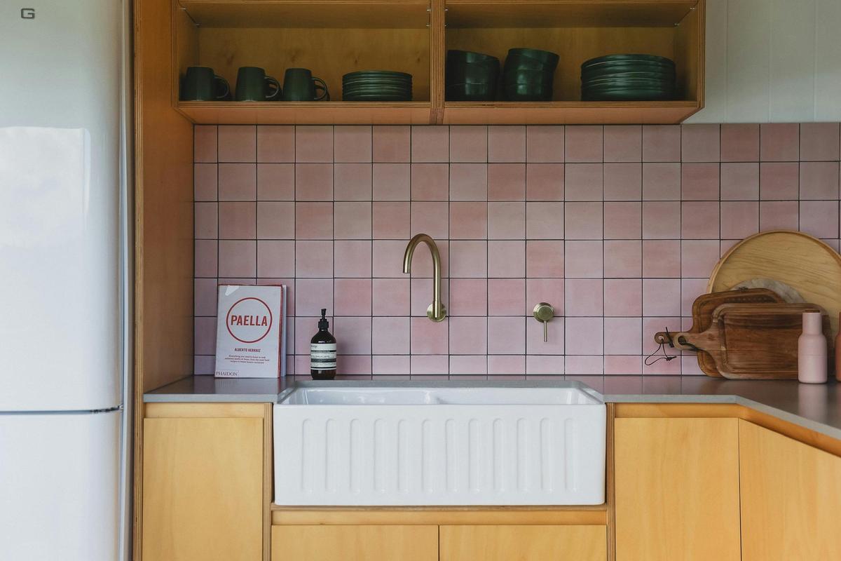 The Pavilion kitchen (full size SMEG fridge/freezer, double farm sink, full size dishwasher)