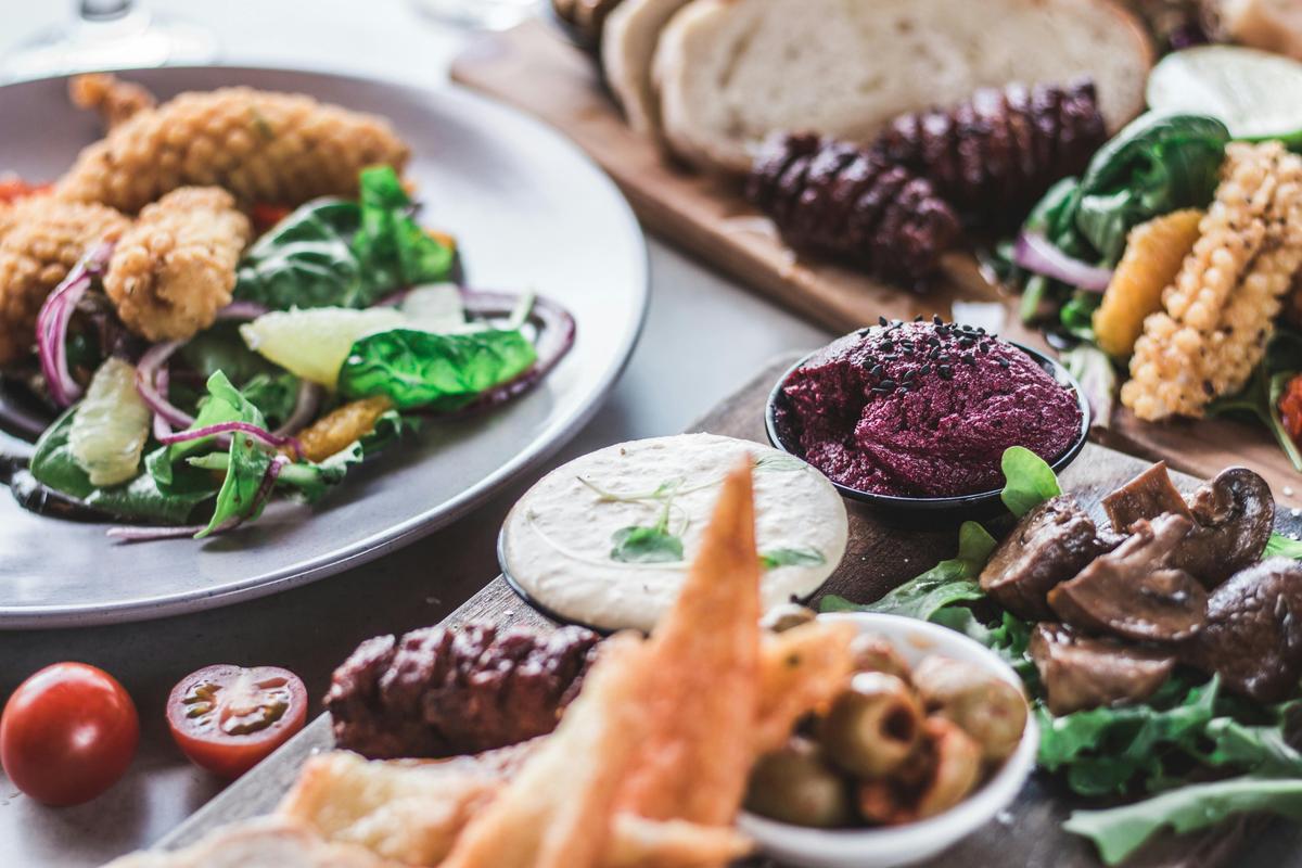 Sharing platters and salt & pepper fried squid salad.