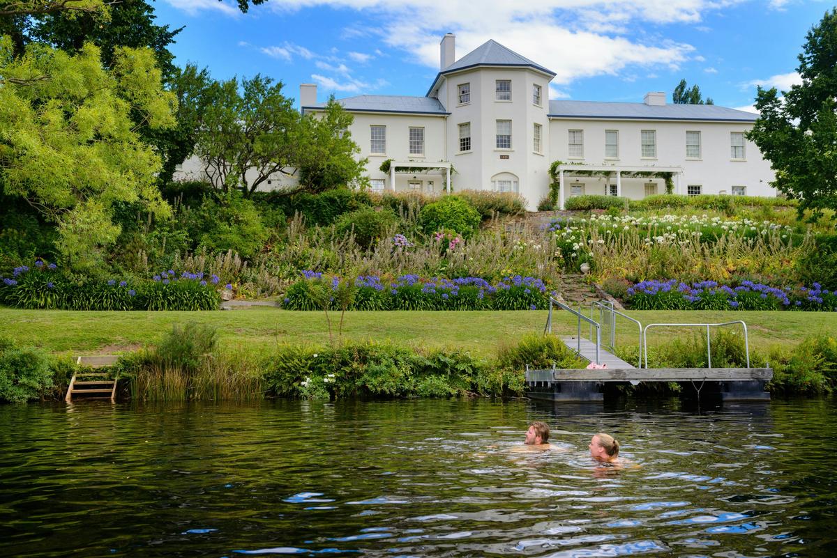 Swimming in the Derwent River at The Woodbridge Tasmania