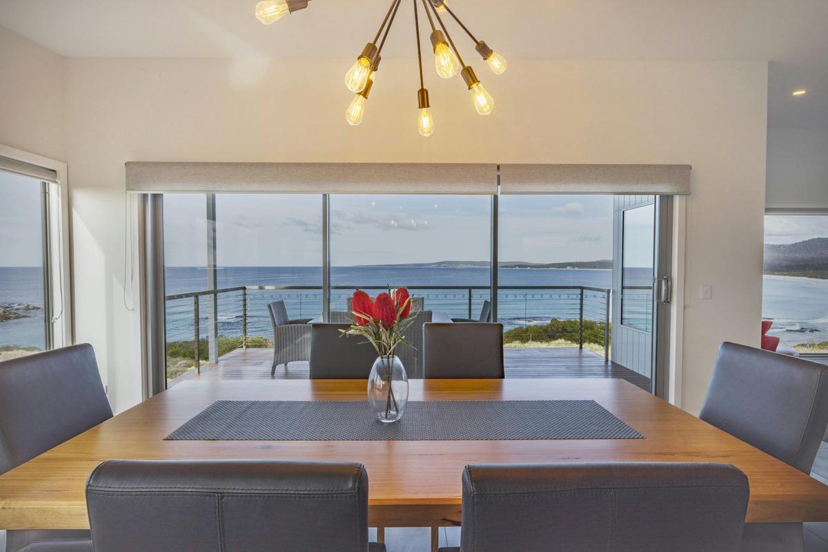 Dining area with water views