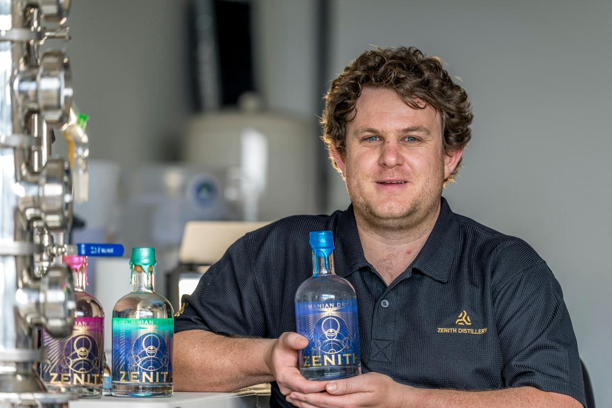 Distiller Matthew Whittaker with Zenith Tasmanian Dry Gin