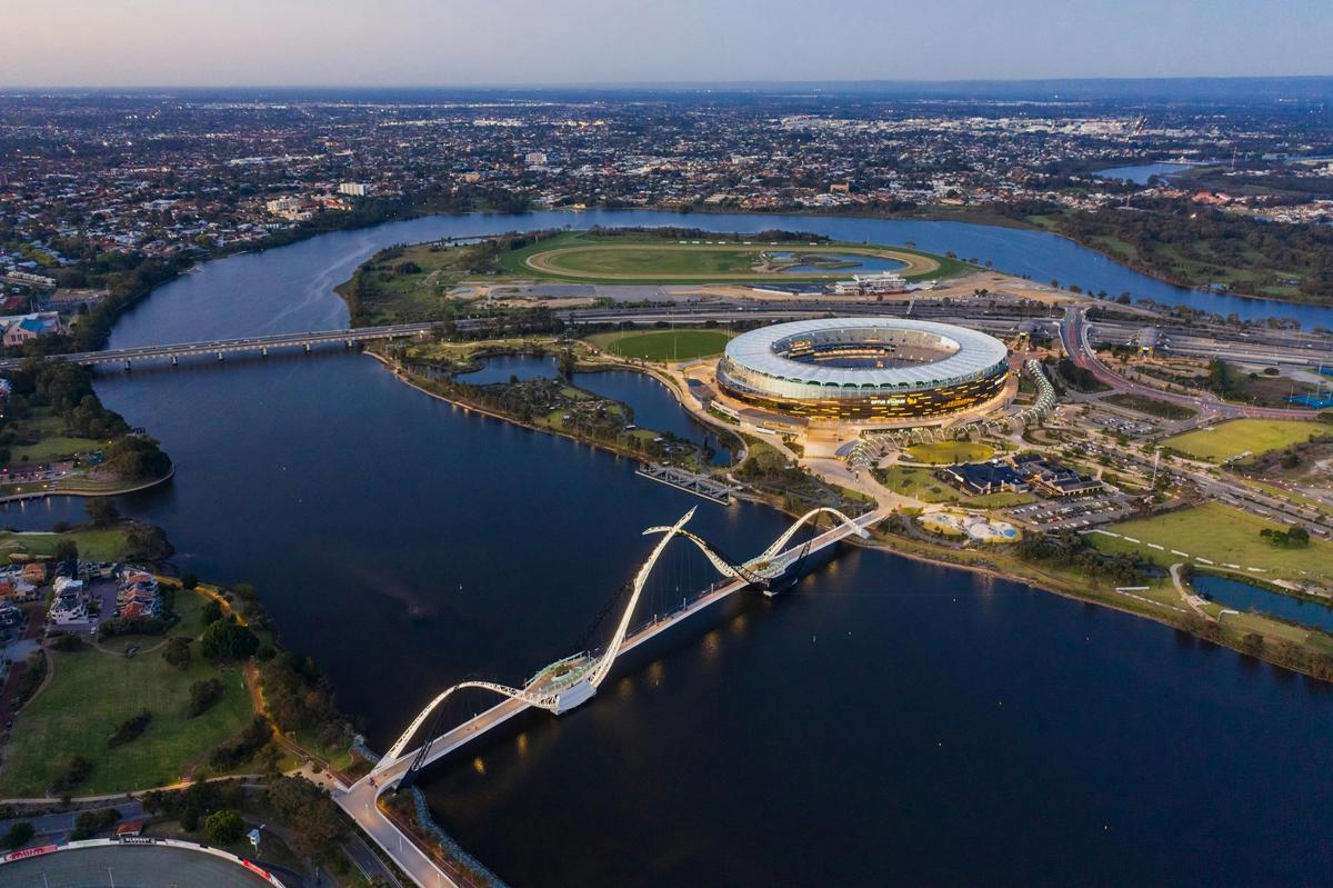 Optus Stadium and Matagarup Bridge, Burswood