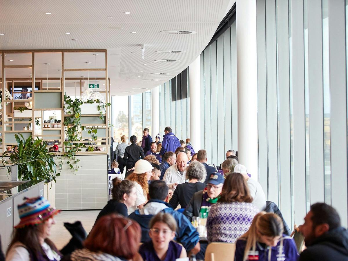 Dining at City View Cafe, Optus Stadium