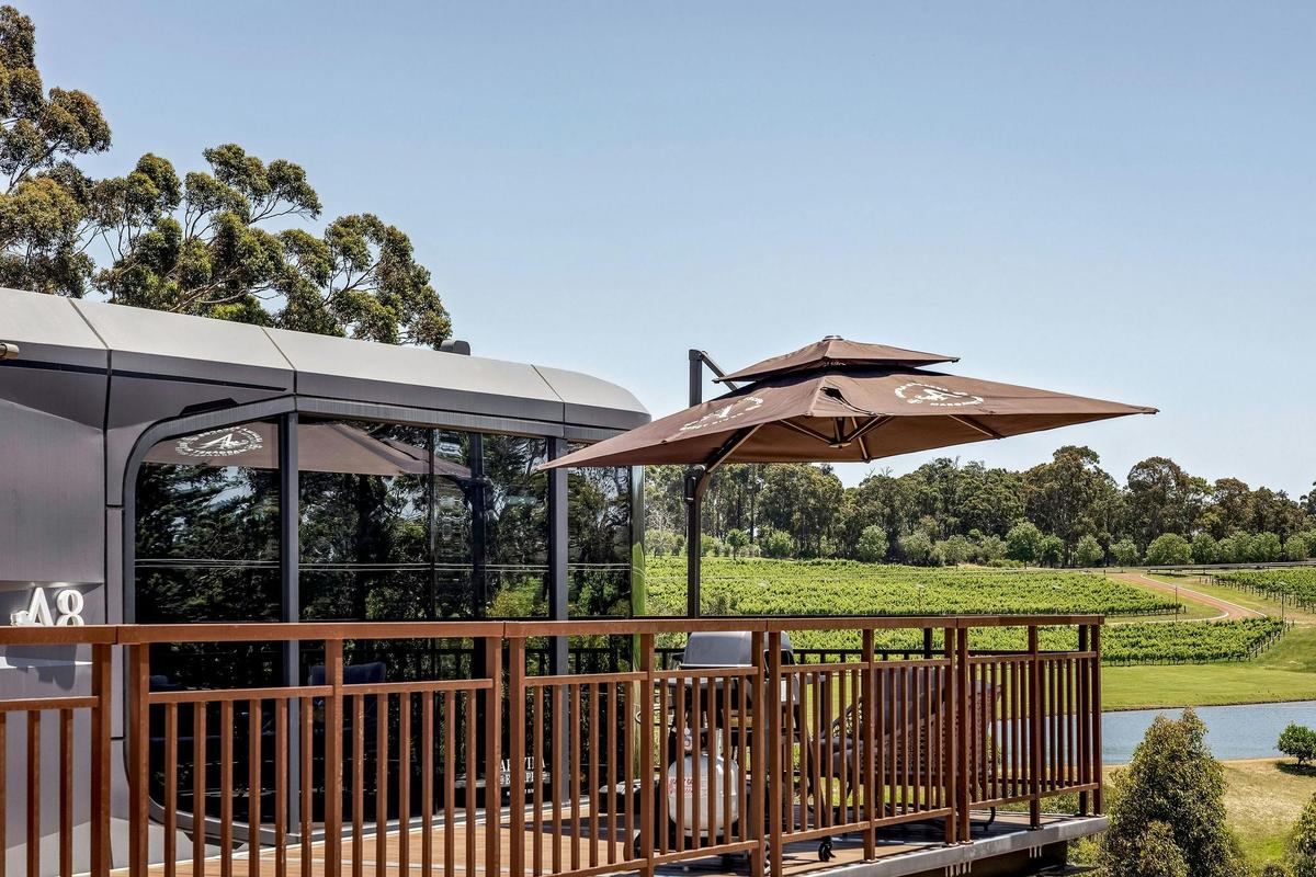 A collection of 21 modern one and two bedroom cabins set within 180 acres of Aravina Estate.