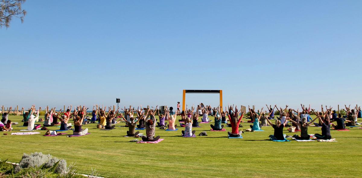 Yoga session at Beresford Foreshore.
