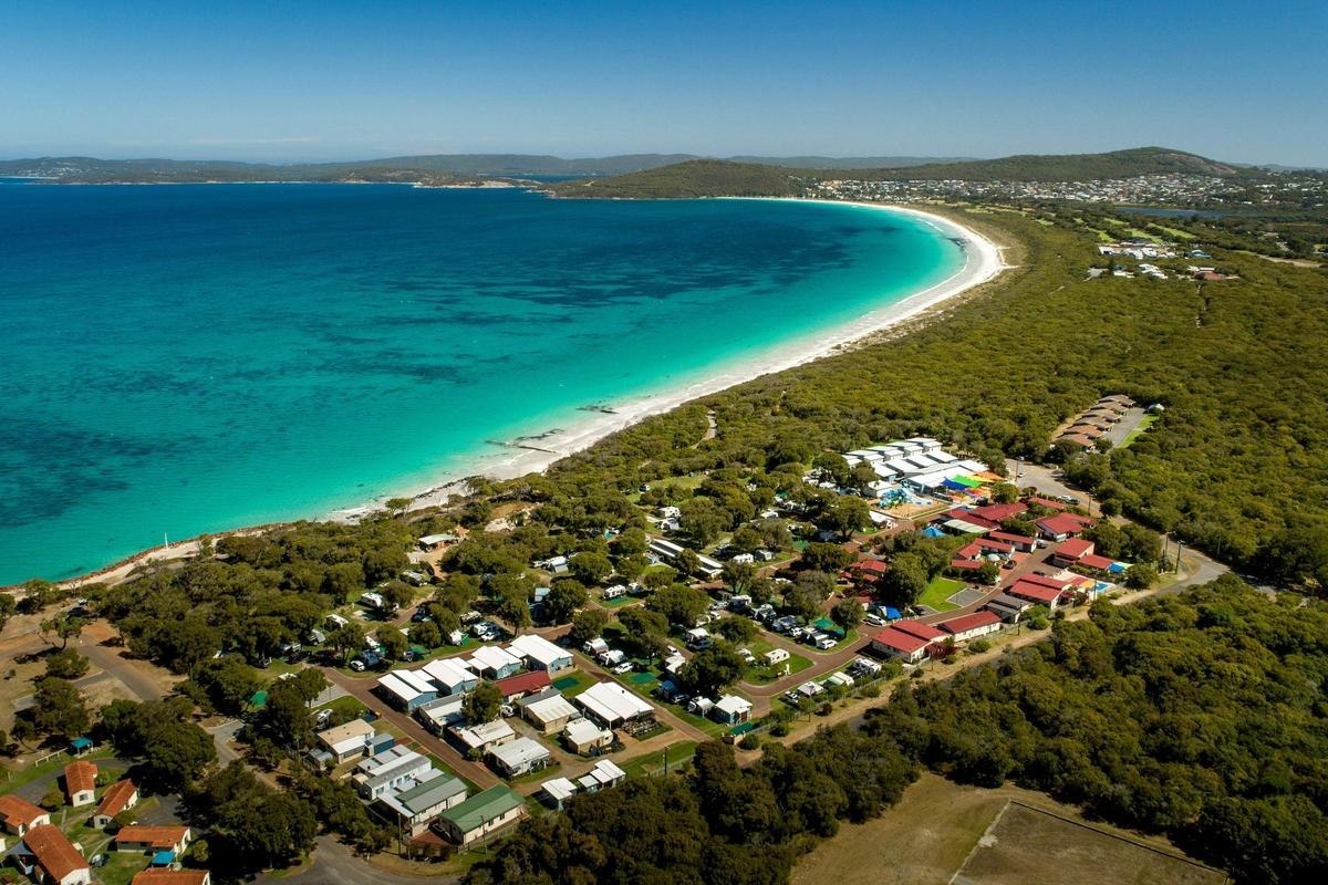 BIG4 Emu Beach Holiday Park aerial view looking towards Albany