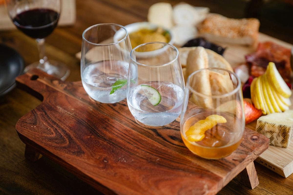 Drink flight and food platter in Bickley Valley