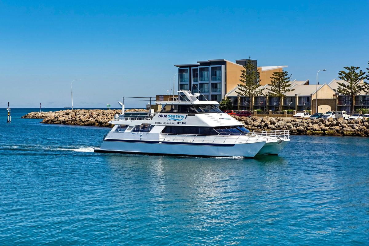 Blue Destiny twin deck catamaran in Fremantle