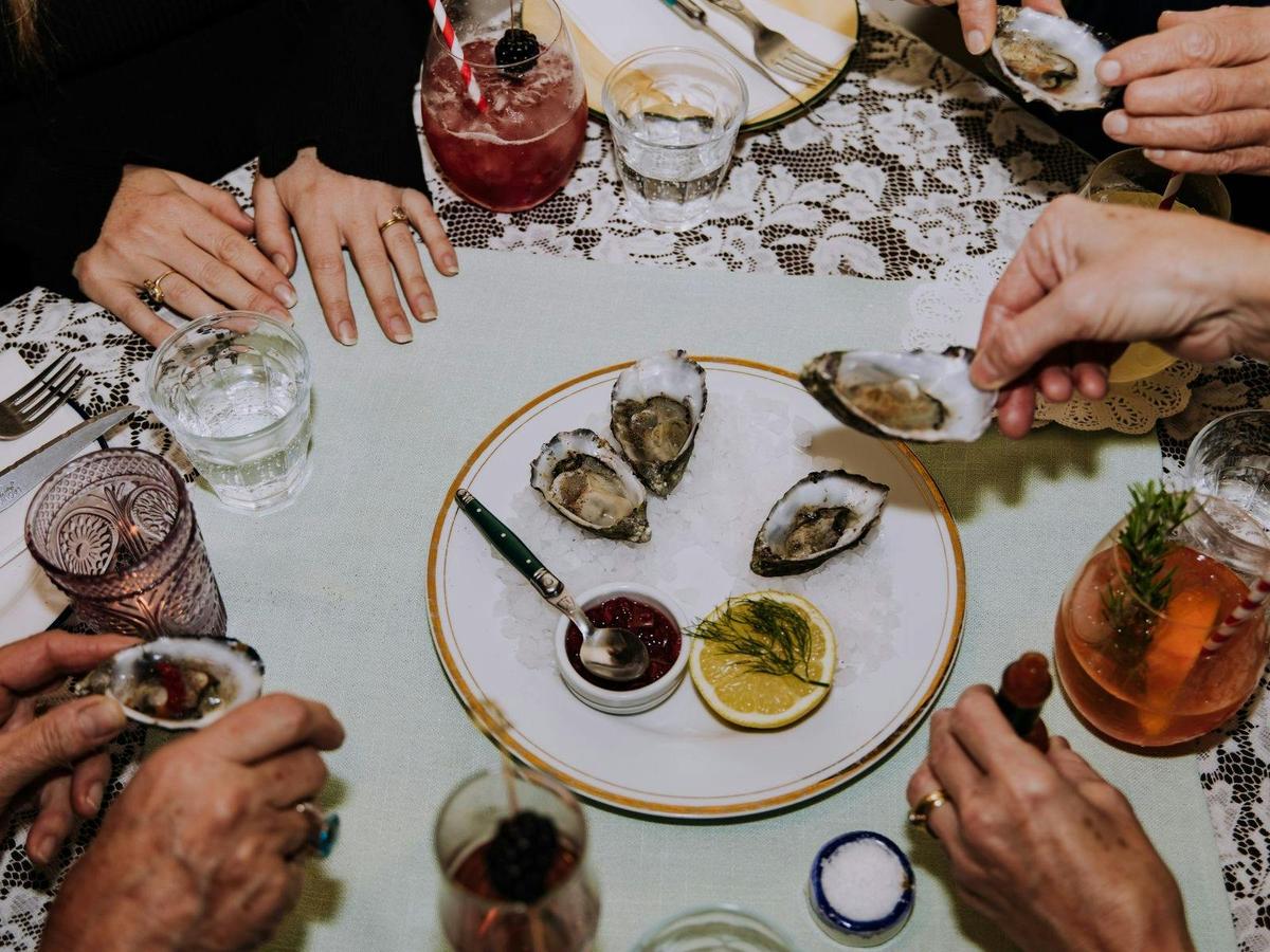 Dinner with Albany rock oysters