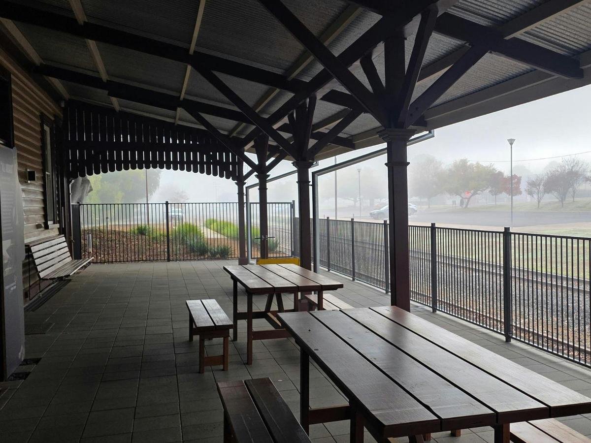 Mist at historic train station