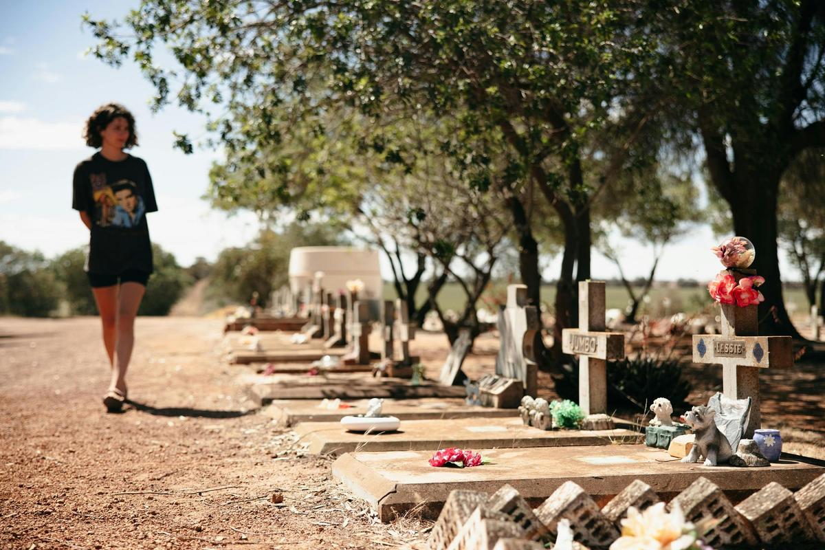 Lady visiting Corrigin Dog Cemetery