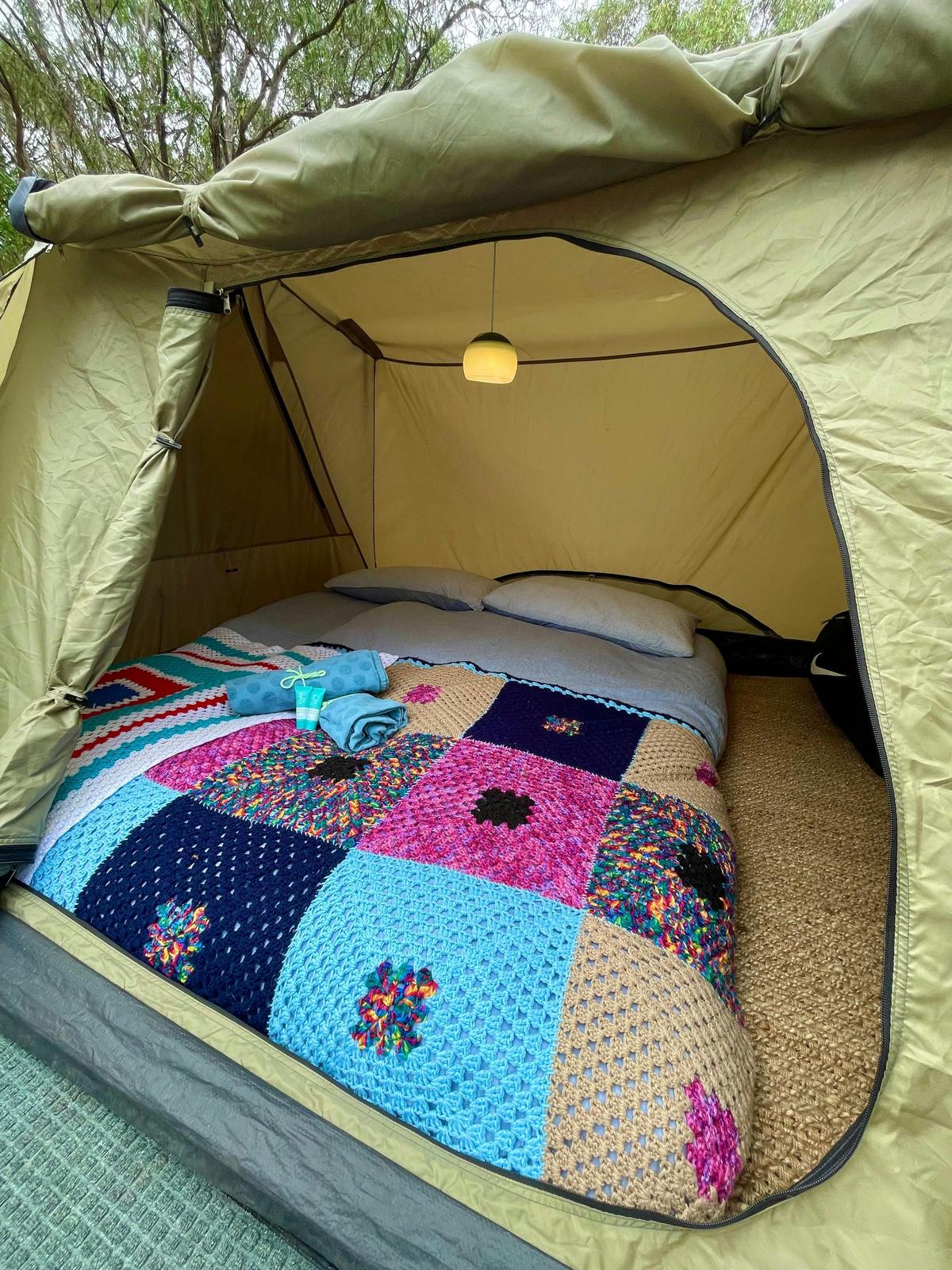 Cosy comfort in our tent site accommodation.
