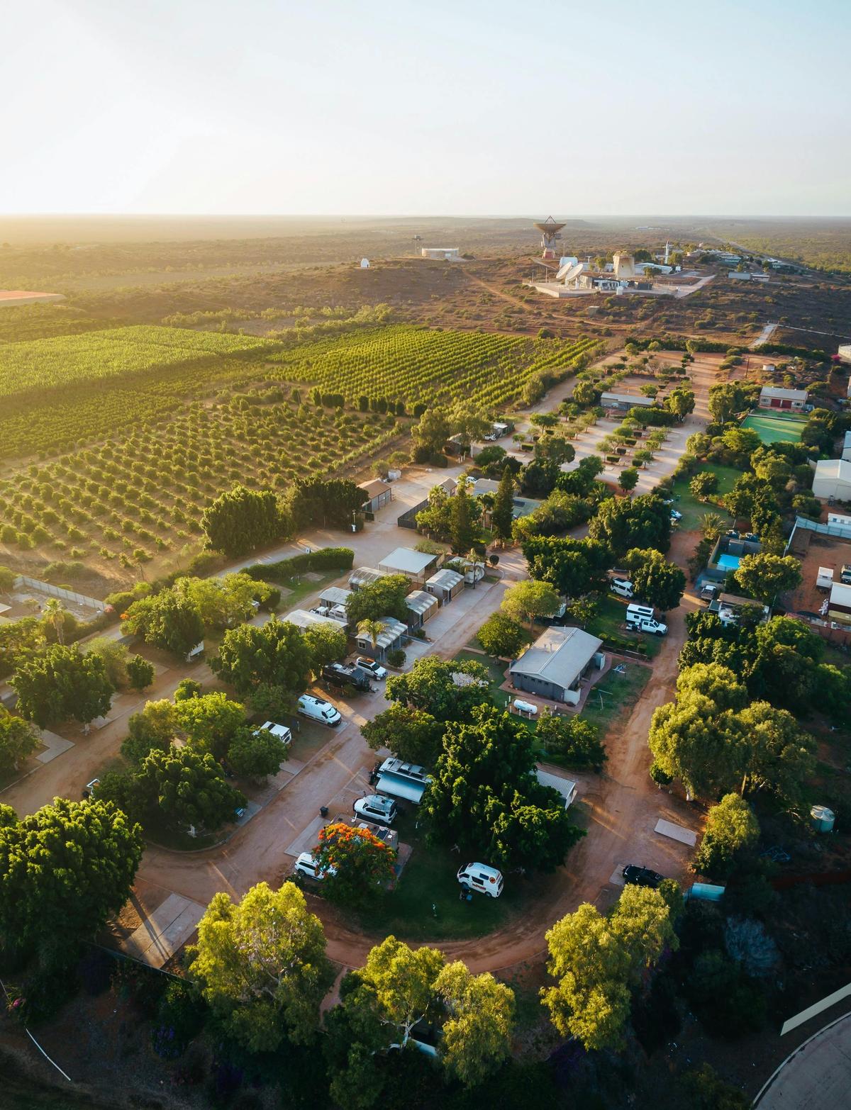 Aerial of Capricorn Holiday Park in Carnarvon