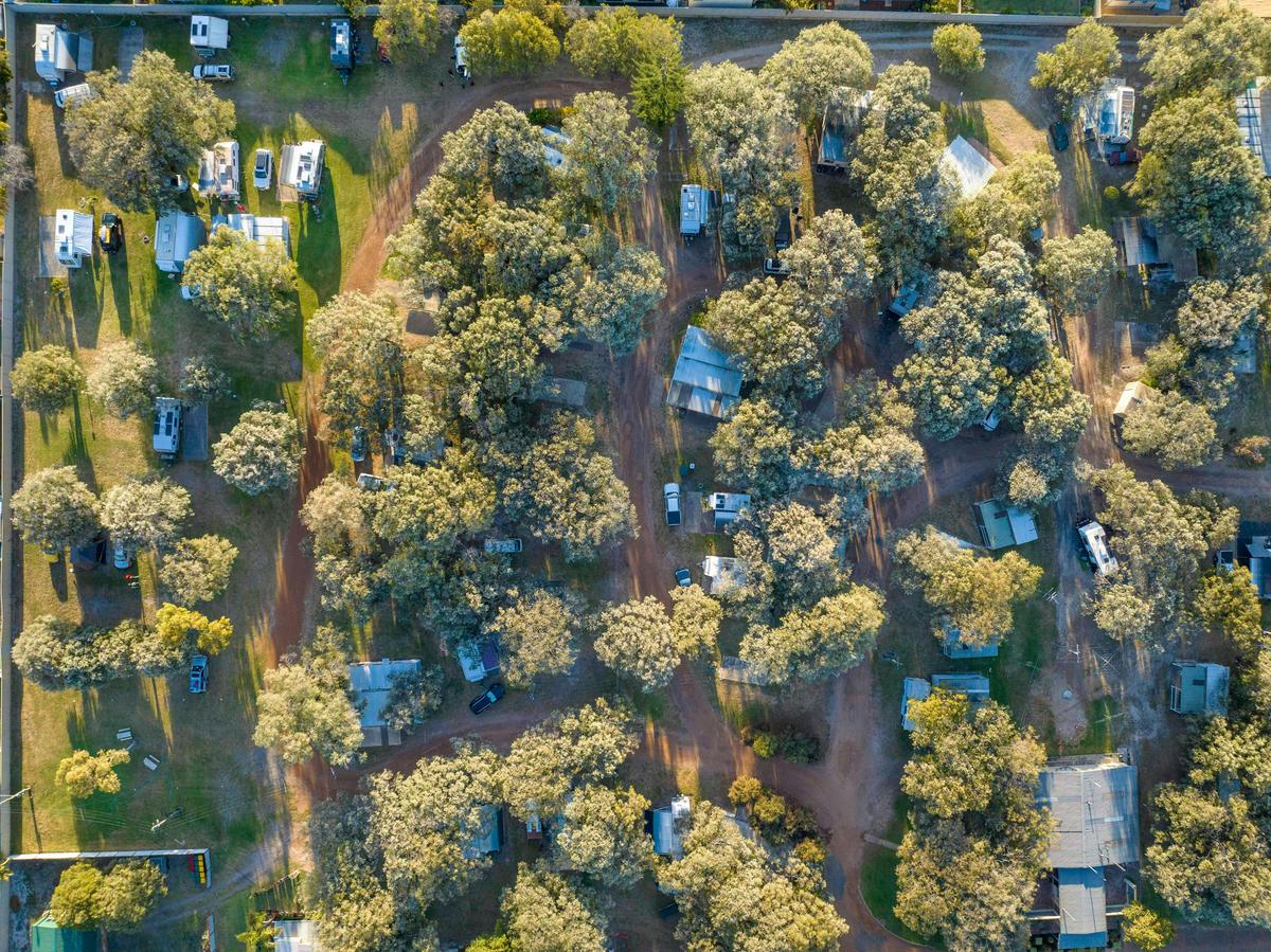 Top Down Aerial View of Sites at Busselton Lazy Days Caravan Park