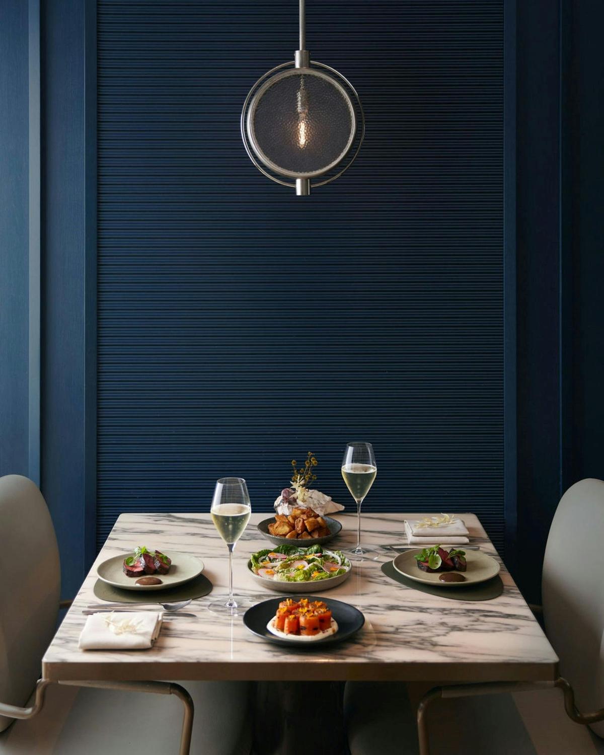 Hearth Table with food and drinks