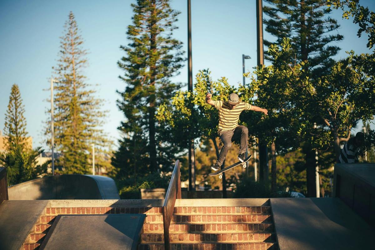 Skateboarding at the Esplanade Youth Plaza