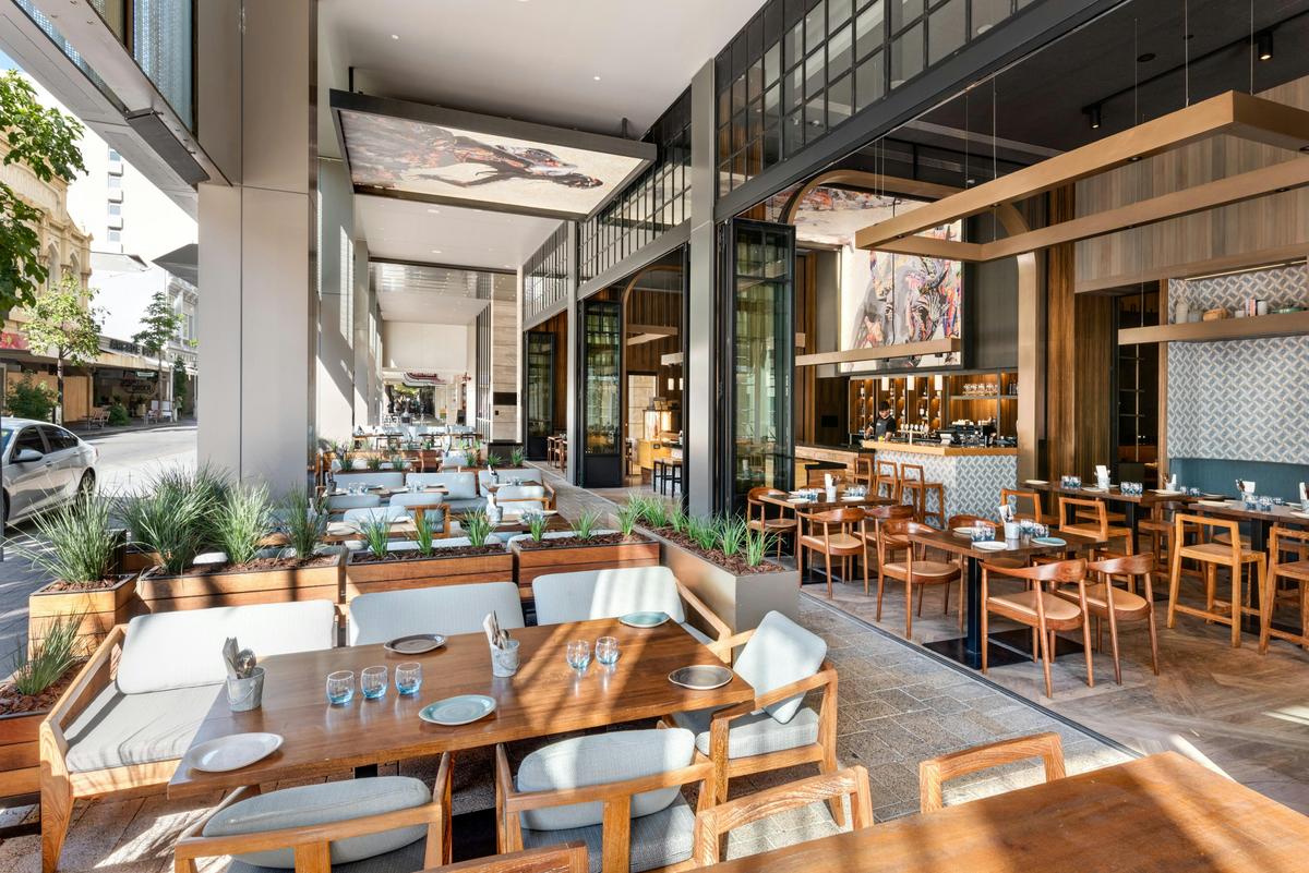 Alfresco seating under the sun on Hay Street