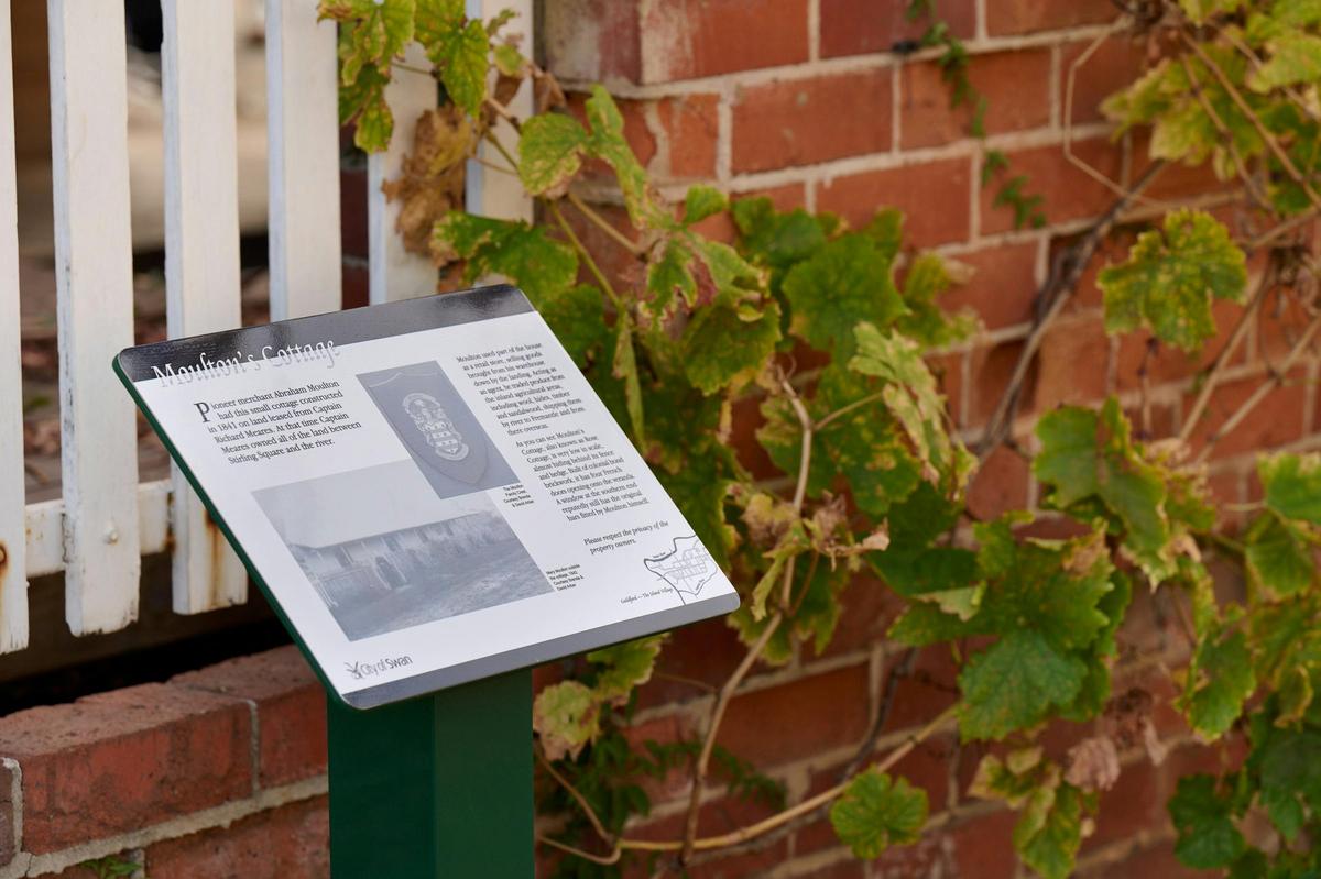 Moulton's Cottage, one of more than 50 interpretive panels