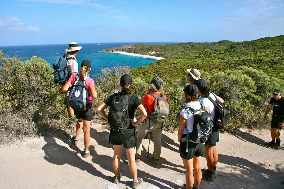 Gene Hardy checking out Bunker Bay with a group of hikers