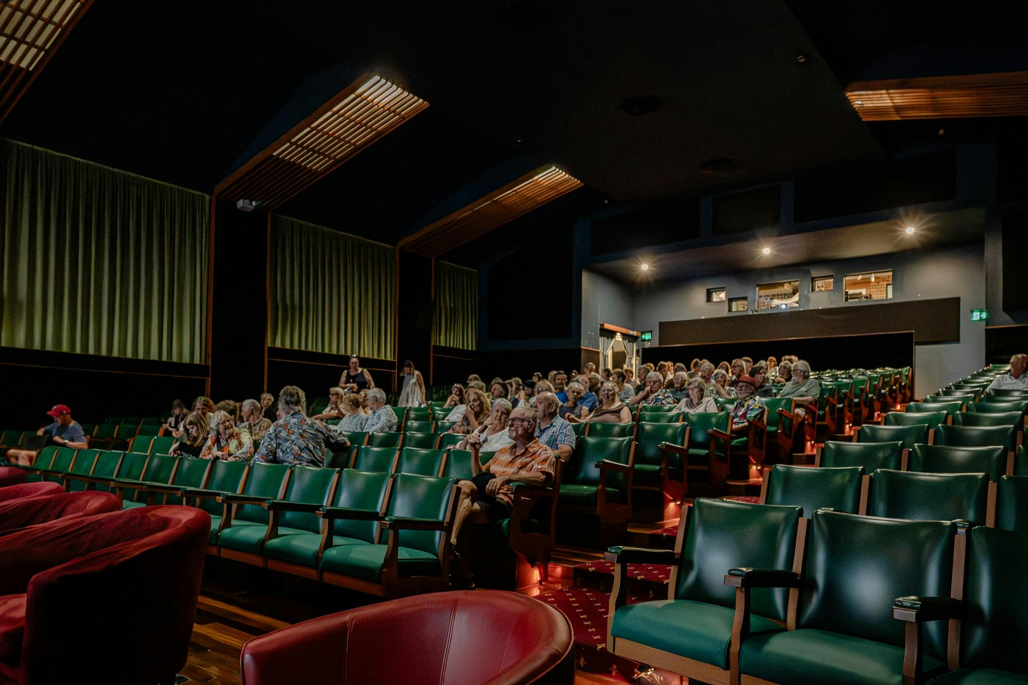 Crowd getting ready to enjoy a film