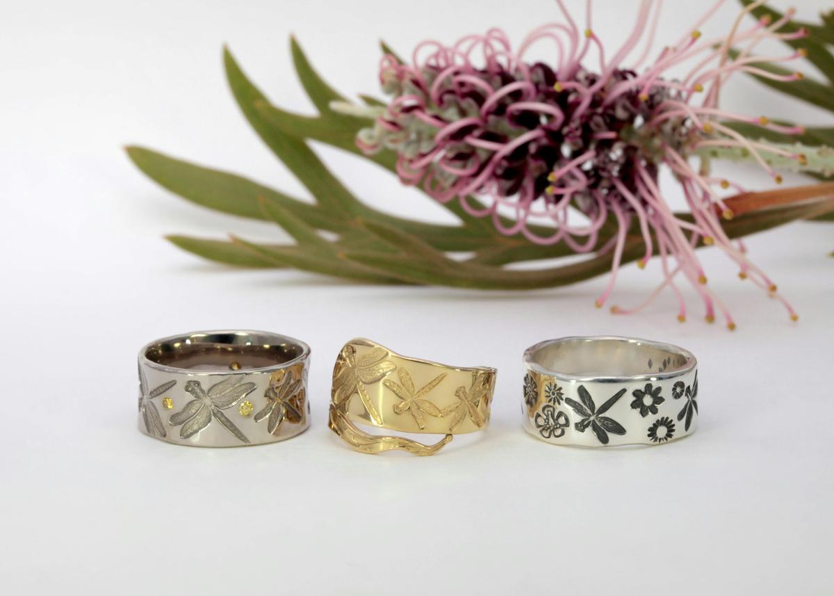 Yellow Gold White Gold and Silver Handcrafted Rings