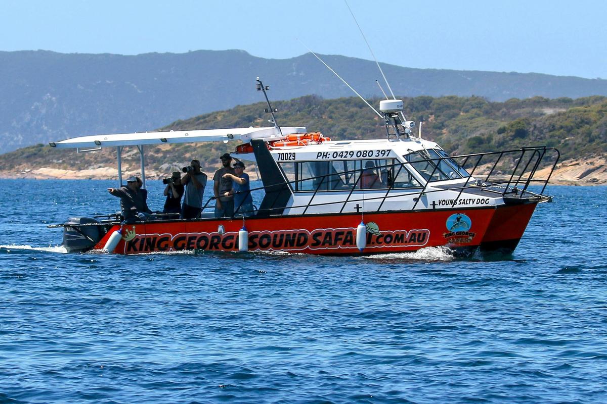 Passengers on board the "Old Salty Dog" on a King George Sound Safari