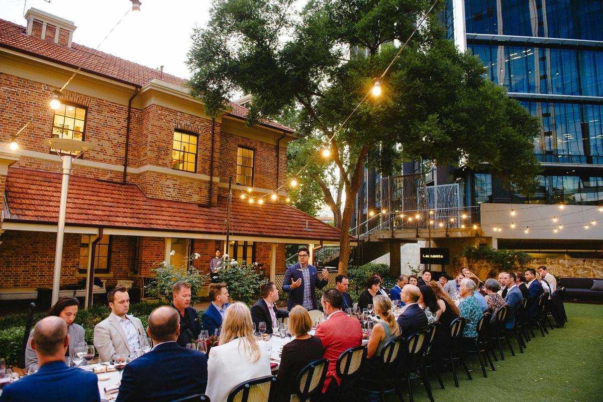 Twilight dining in the rose garden