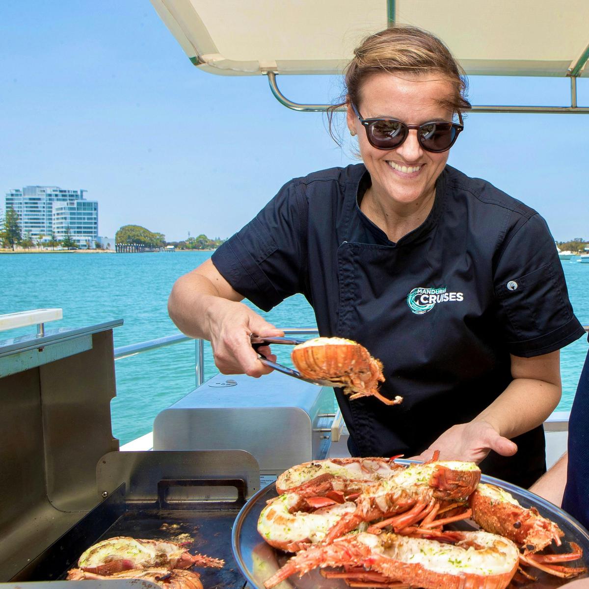 Our chef plating Western Rock Lobster on the Wild Seafood Experience