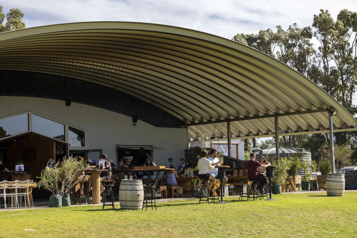 Lucky Bay Brewing has a large outdoor alfresco dining area under cover out of the weather