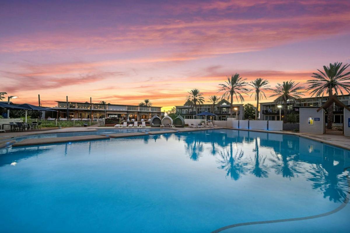 Sunset over the pool