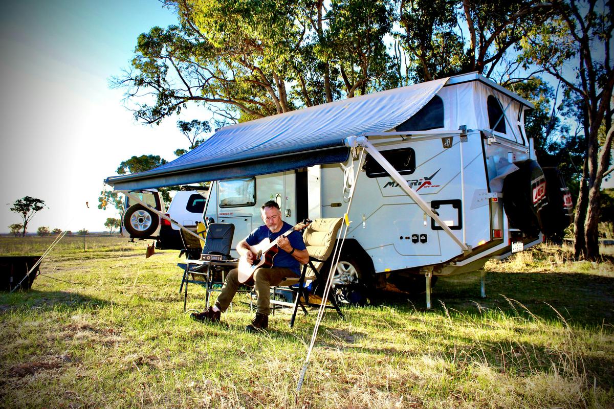 Playing tunes at the Mt Trio Bush Camp & Caravan Park campsite, Stirling Range Australias South West